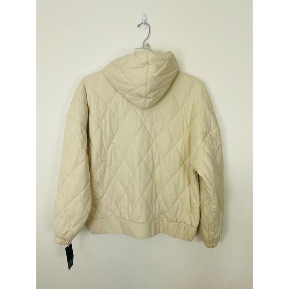 Wild Fable Womens Quilted Jacket Extra Large Ivory Puffer Zip Pockets Hooded New - Picture 7 of 11